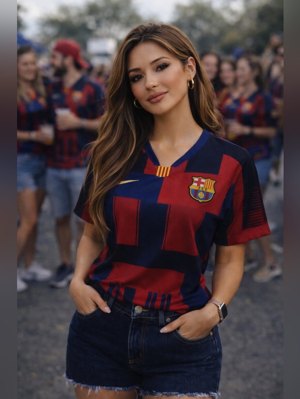 Nike FC Barcelona 20th Anniversary Jersey Women’s L Dri-FIT Soccer Top Red Blue